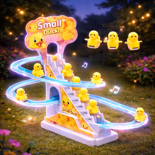 Automatic Stair Climbing Ducklings Toy with Flashing Lights & Music