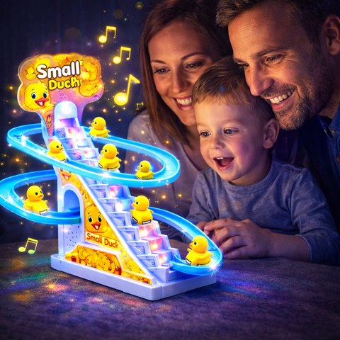 Automatic Stair Climbing Ducklings Toy with Flashing Lights & Music