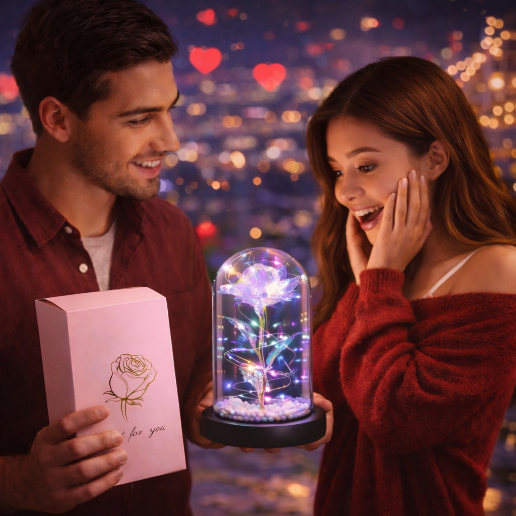 Forever Rose LED Dome Lamp – Romantic Gift for Her