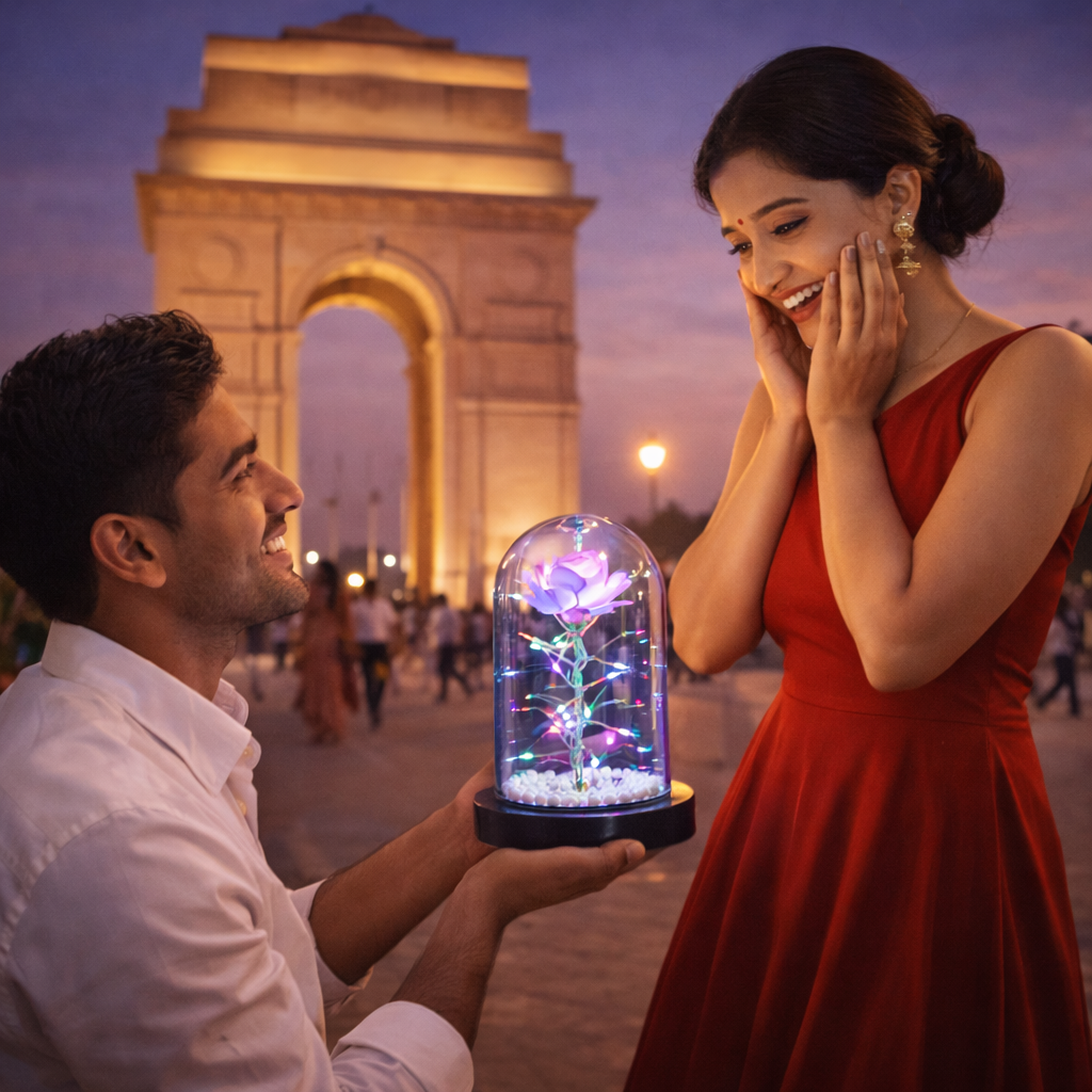 Forever Rose LED Dome Lamp – Romantic Gift for Her
