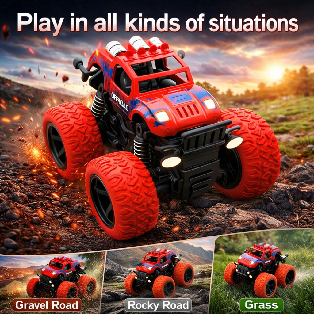 Graphene 4WD Push & Go Stunt Monster Truck with 360° Off-Road Action