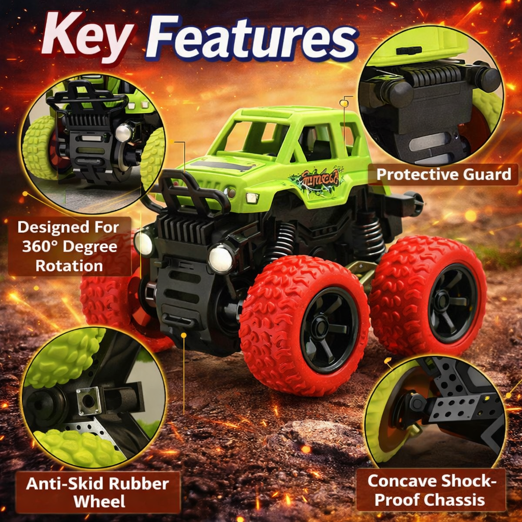 Graphene 4WD Push & Go Stunt Monster Truck with 360° Off-Road Action