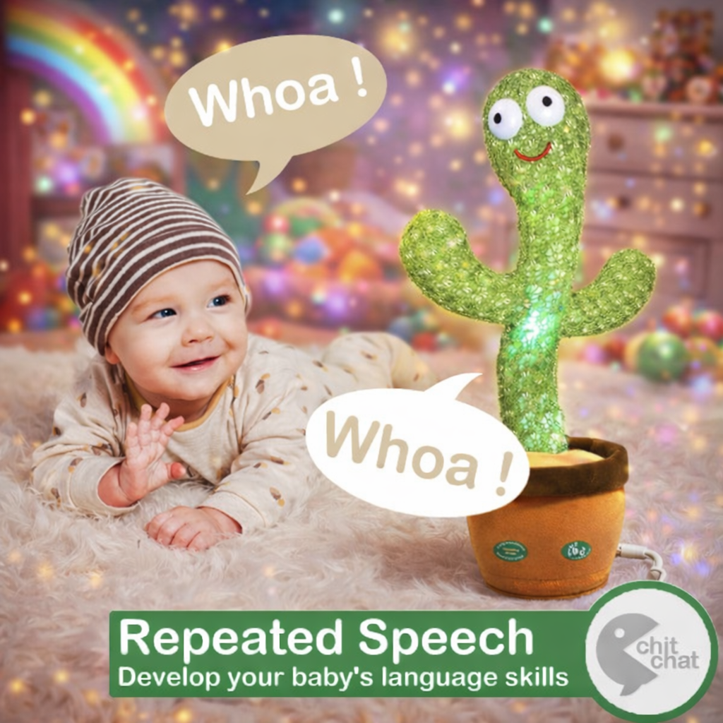 Talking & Singing Cactus Toy – Rechargeable Voice Mimic Plush