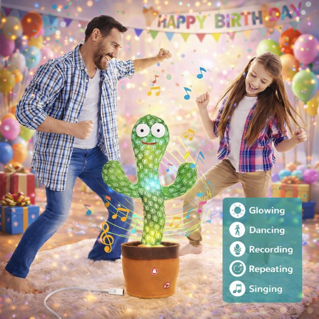 Talking & Singing Cactus Toy – Rechargeable Voice Mimic Plush